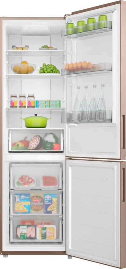 Двухкамерный холодильник Candy CFN6200G No frost, золотой фото 2