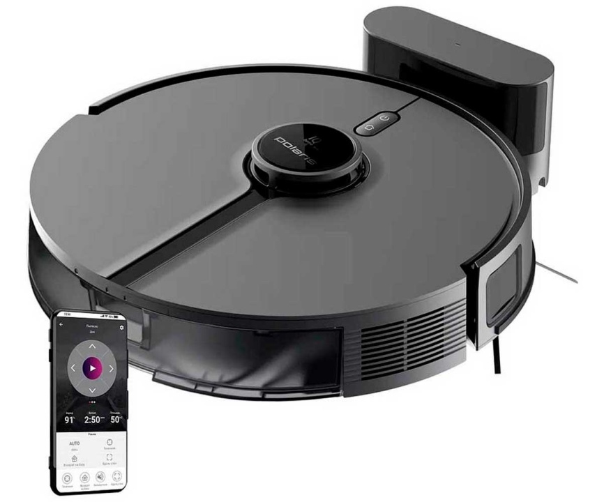 Робот-пылесос Polaris PVCR 5005, WIFI, IQ Home, сухая и влажная уборка, черный фото 1