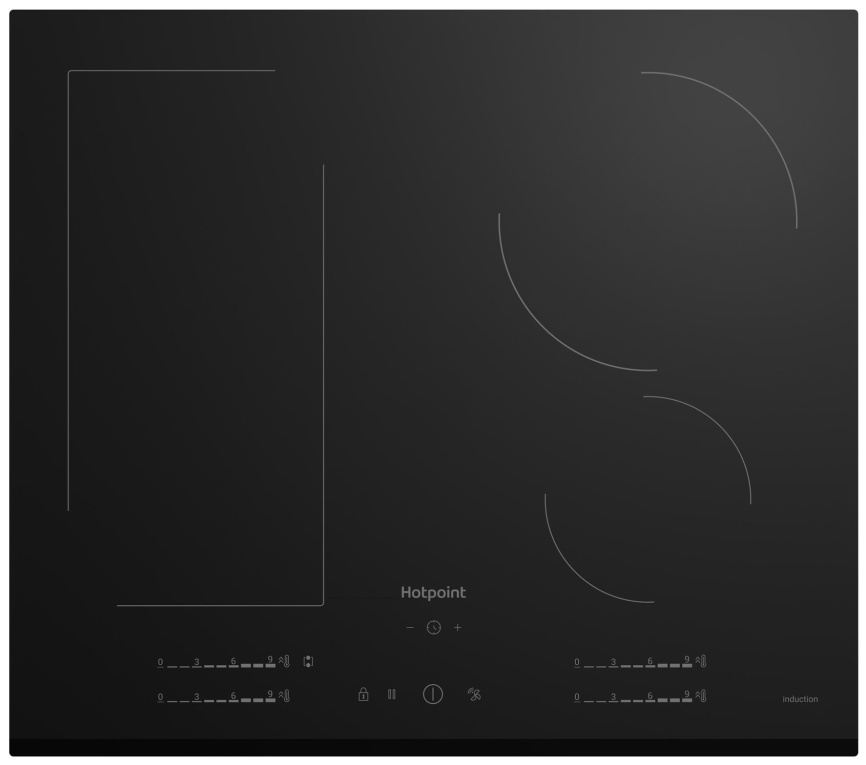 Электрическая варочная панель Hotpoint HS 1560B BF 58 см, 4 конфорки стеклокерамика, черный фото 1
