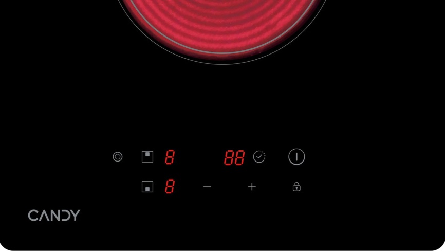 Электрическая варочная панель Candy CHXC32RB 30 см, 2 конфорки стеклокерамика, черный фото 5