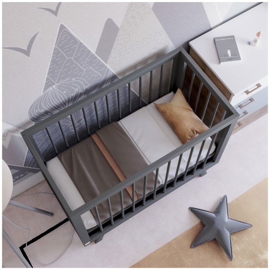 Кроватка для новорожденного Lillaland Lilla Aria темно-серая фото 6