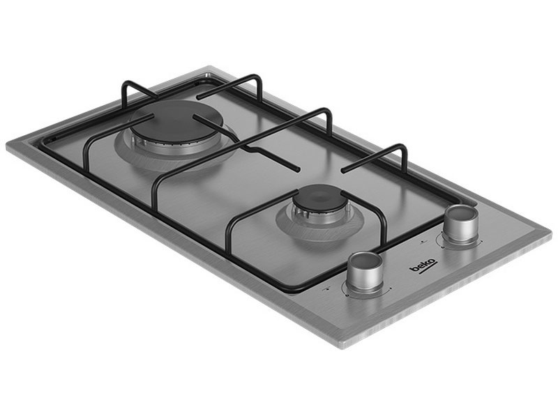 Газовая варочная панель Beko HDCG 32220 FX 28 см, 2 конфорки электроподжиг газконтроль, серебристый фото 2