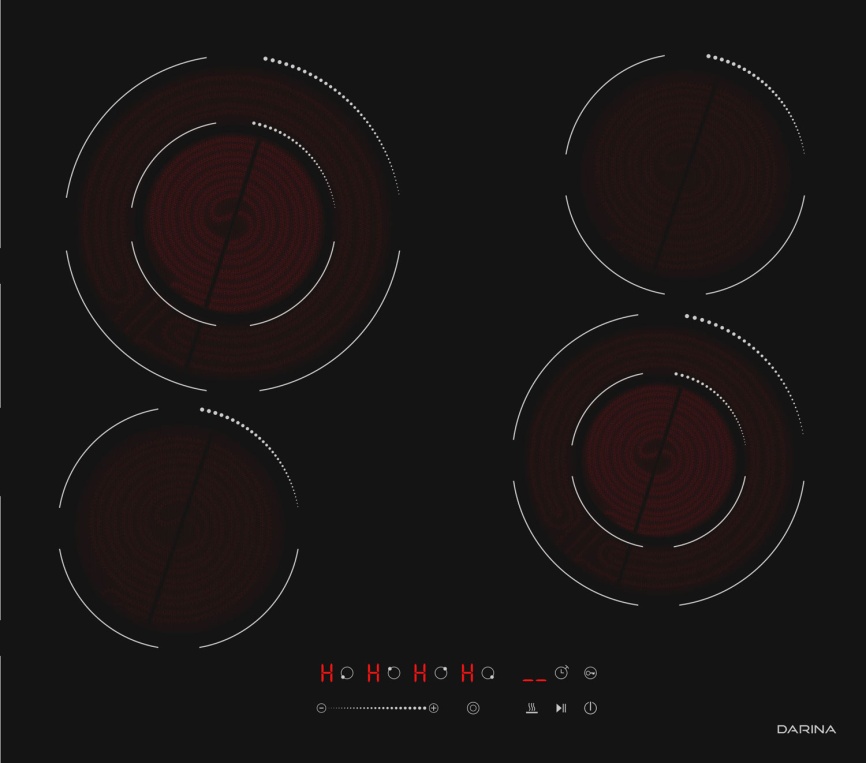 Электрическая варочная панель Darina 6P E327 B 59 см, 4 конфорки стеклокерамика, черный фото 8