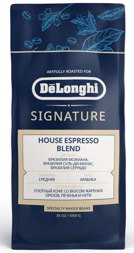 Кофе зерновой De’Longhi Signature coffee House blend 1000 гр фото 1