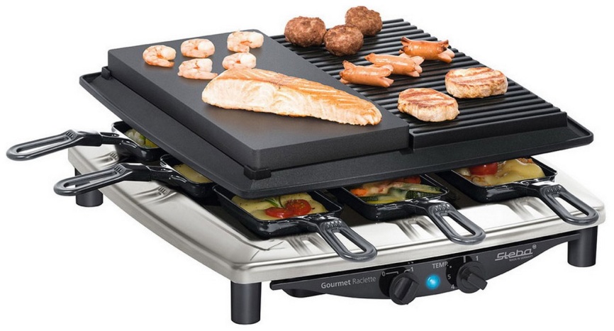 Раклетница Steba RC 4 PLUS DELUXE CHROM, 8 сковородок, плавная регулировка температуры фото 1