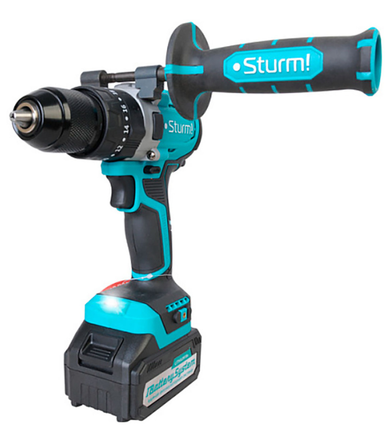 Дрель-шуруповерт аккумуляторная Sturm! CD2080I, 18В, 1BatterySystem, 80Нм, 2х3.0Ач, 5в1, доп. рук, кейс фото 1