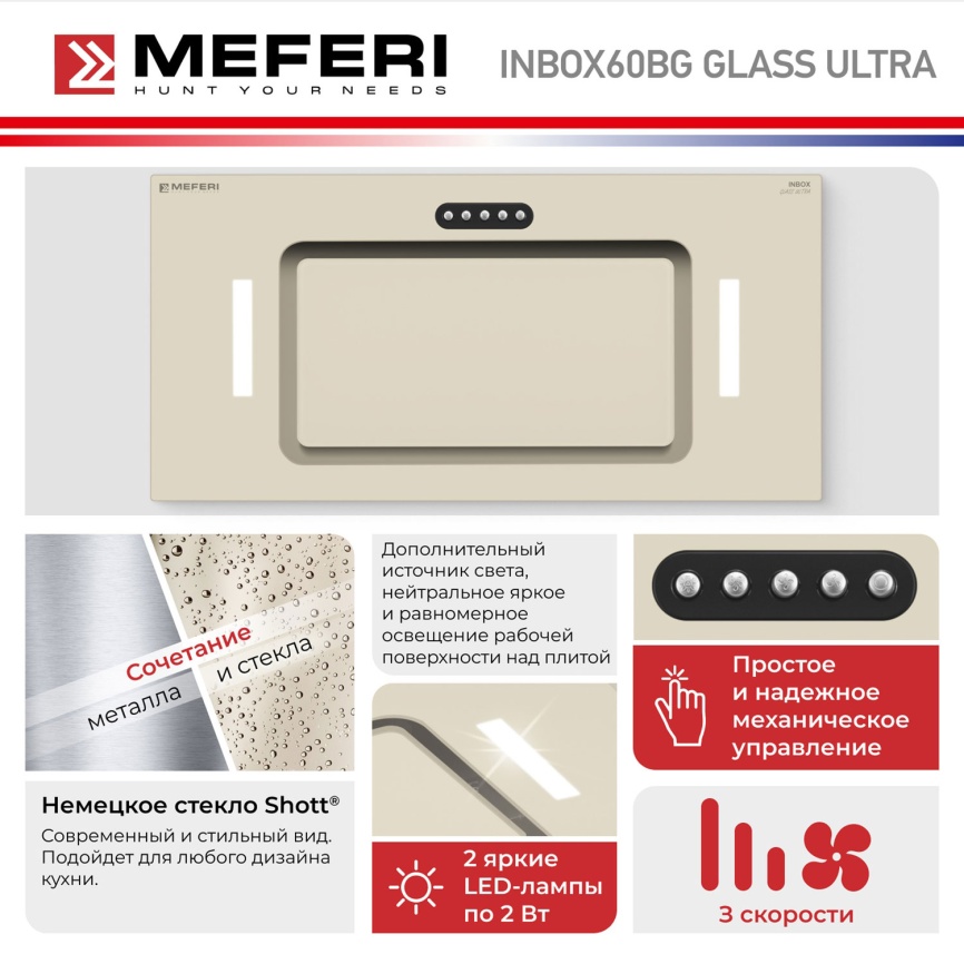 Вытяжка Meferi INBOX60BG GLASS ULTRA фото 13