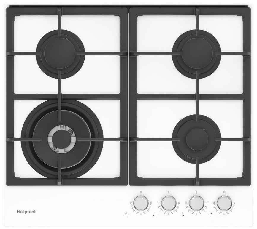Газовая варочная панель Hotpoint HGS 62F/WH 58 см, 4 конфорки электроподжиг газконтроль, белый фото 1