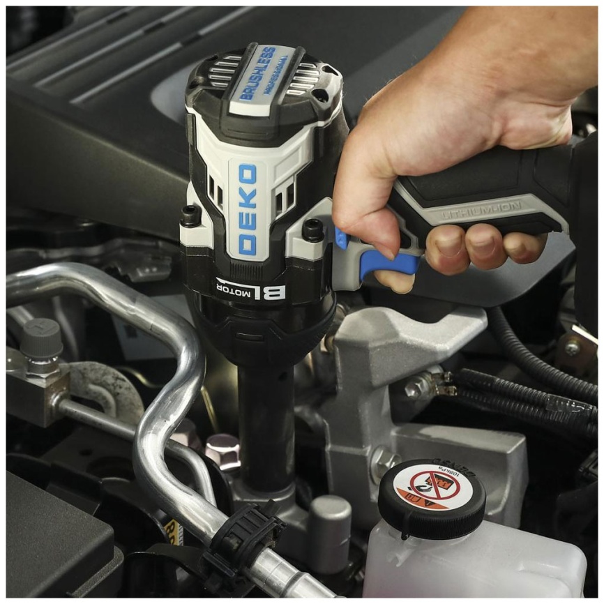 Гайковерт Deko ZKIS20 PRO MAX, в кейсе, черно-синий (083-1089) фото 5