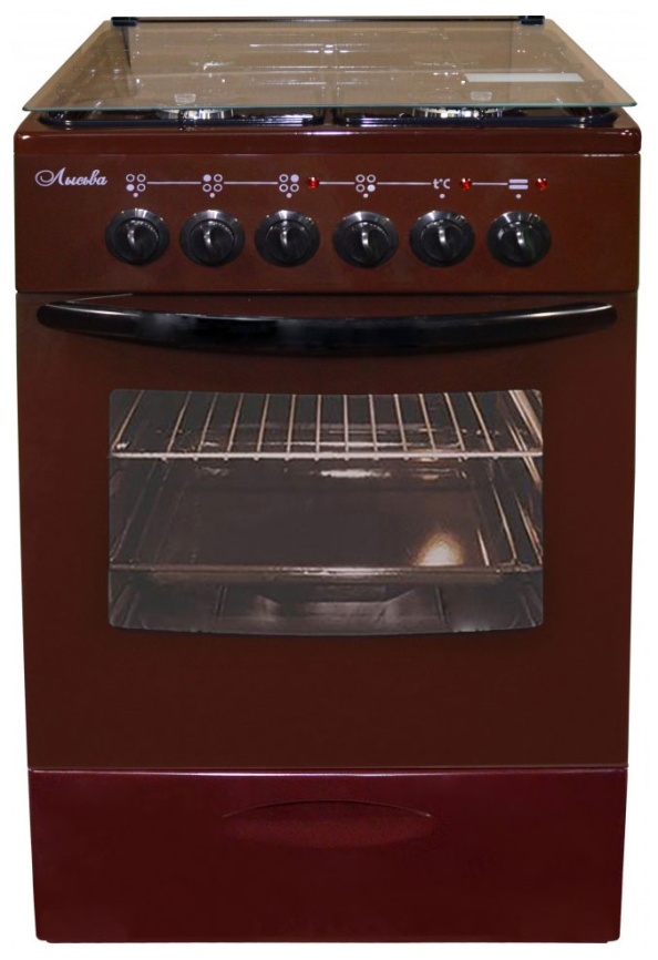 Комбинированная плита Лысьва ЭГ 401 МС-2у 50 см, 57 л, 4 конфорки, черный, коричневый фото 1