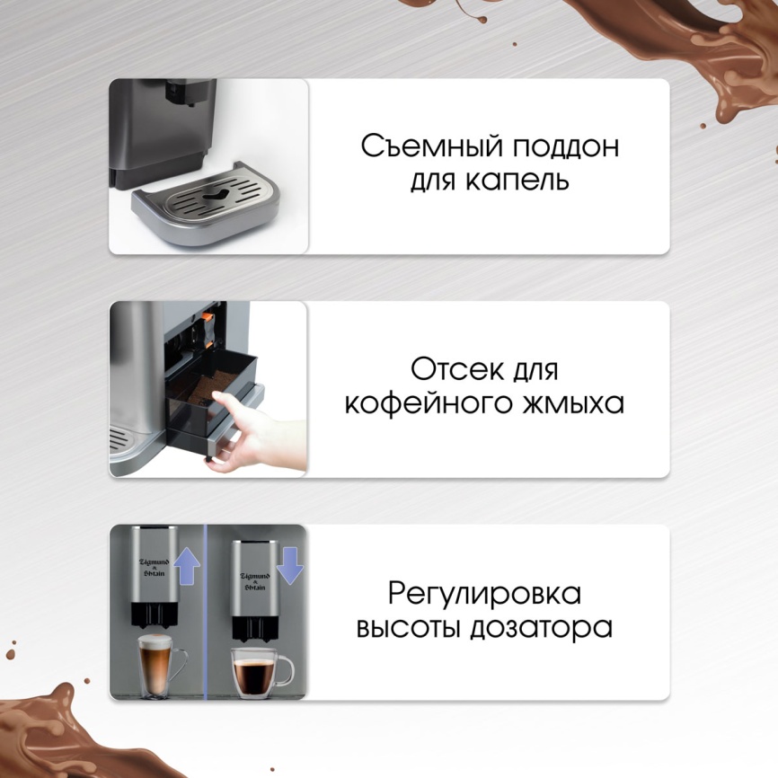 Кофемашина автоматическая Zigmund & Shtain ZACM-2000, дисплей, 20 бар фото 5