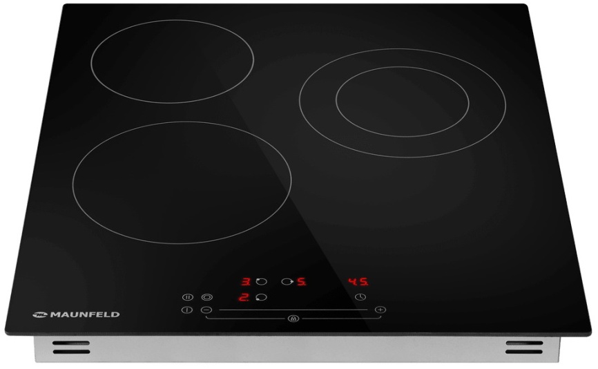 Электрическая варочная панель Maunfeld EVCE.453.D-BK 45 см, 3 конфорки стеклокерамика, черный фото 2