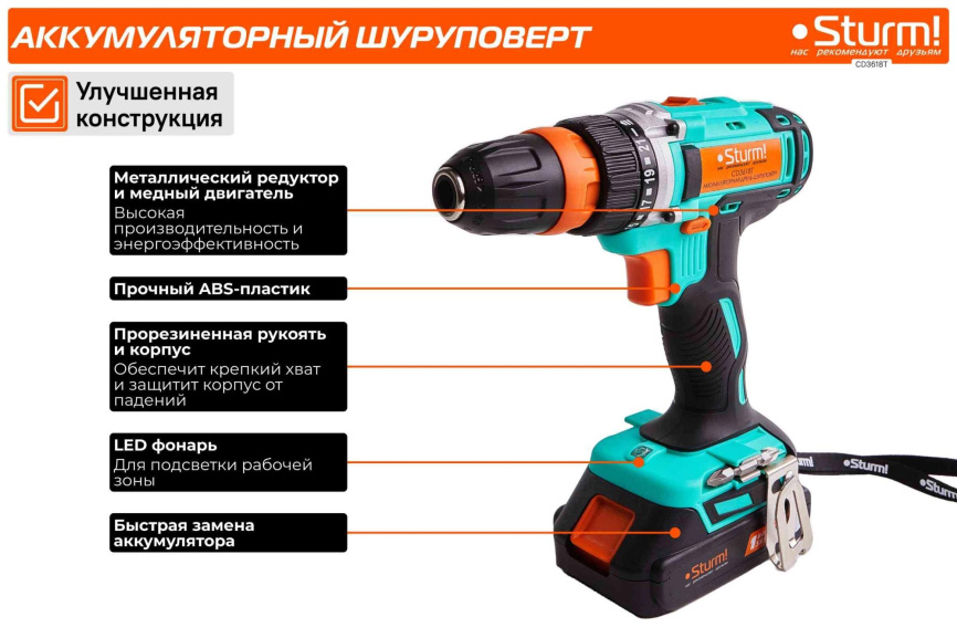 Шуруповерт Sturm CD3618T фото 14