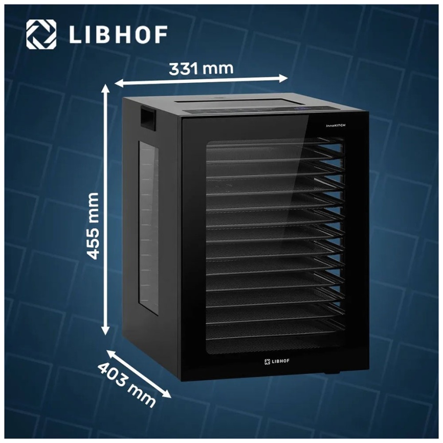 Дегидратор Libhof FDA-14 для овощей и фруктов 850 Вт, 35 л, 14 поддонов, черный фото 11