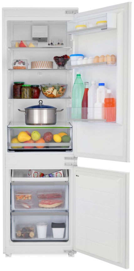 Встраиваемый двухкамерный холодильник Zugel ZRI1781NF No frost, белый фото 1