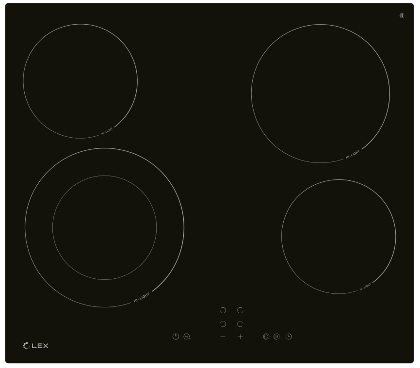 Электрическая варочная панель LEX EVH 641A BL 59 см, 4 конфорки стеклокерамика, черный фото 1