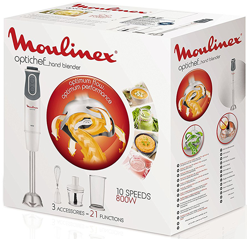 Погружной блендер Moulinex Optichef DD642132, мощность 800 Вт, белый/серый фото 12