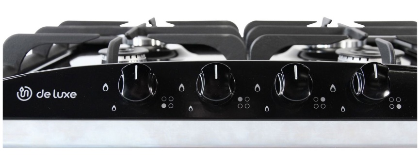 Газовая варочная панель De luxe 5840.00 гмв - 055ЧР 58 см, 4 конфорки электроподжиг газконтроль, черный фото 5