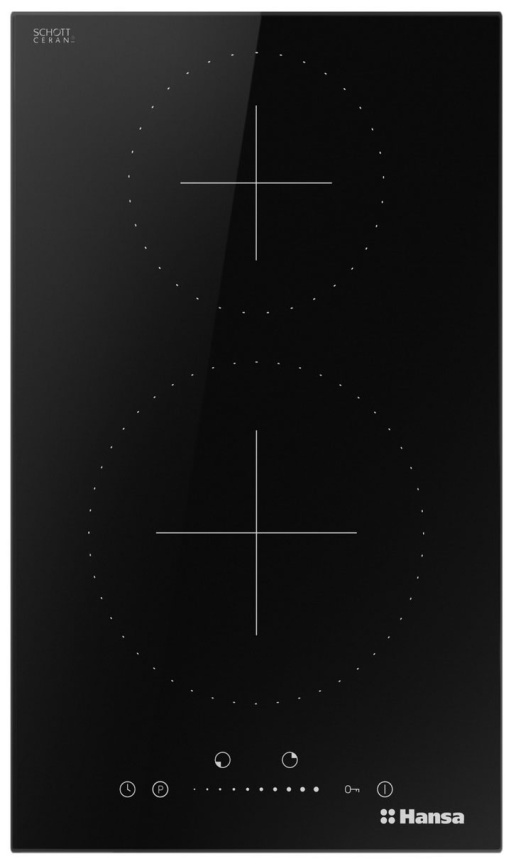 Электрическая варочная панель Hansa BHI36277 29 см, 2 конфорки стеклокерамика, черный фото 1
