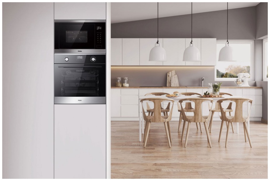 Встраиваемая микроволновая печь СВЧ Haier HMX-BTG259X 25л, черный фото 5