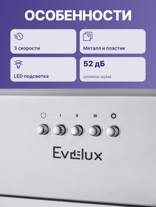 Встраиваемая вытяжка Evelux Встраиваемая вытяжка Evelux Margit 60 X фото 3