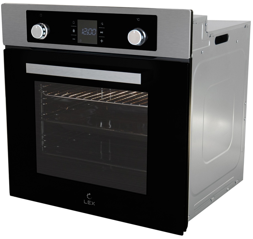 Электрический духовой шкаф LEX EDP 094 IX 59 см, 60 л, гриль и конвекция, черное стекло фото 3