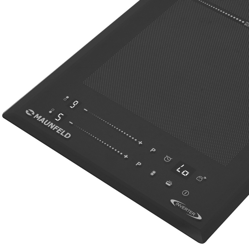 Электрическая варочная панель Maunfeld CVI292S2FDGR Inverter 29 см, 2 конфорки стеклокерамика, черный фото 5