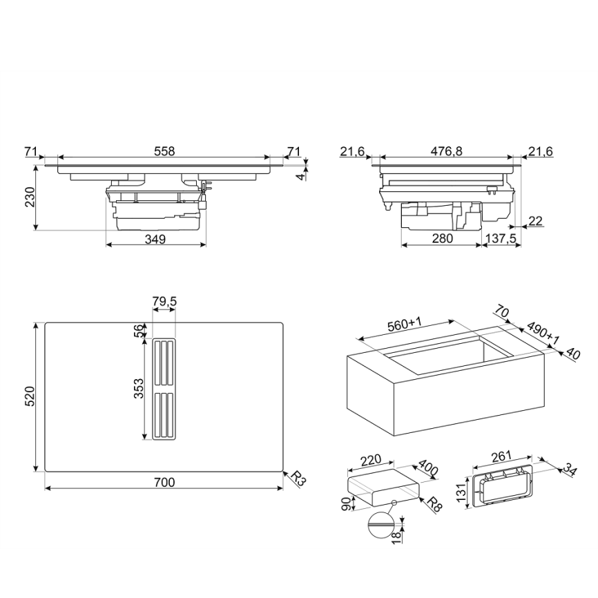 Варочная поверхность со встроенной вытяжкой Smeg SMEG HOBD472D2 фото 8