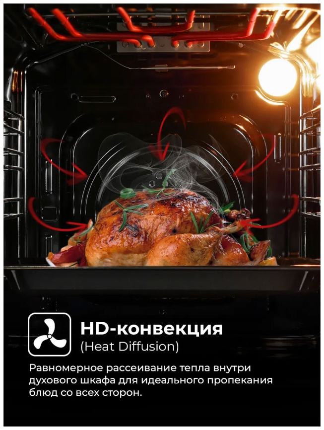 Электрический духовой шкаф LEX EDM 4570 BBL 45 см, 53 л, гриль и конвекция, черный фото 2