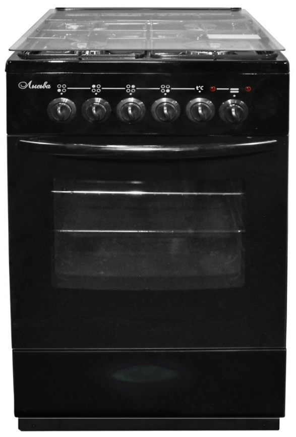 Комбинированная плита Лысьва ЭГ 401 МС-2у 50 см, 4 конфорки, черный фото 1