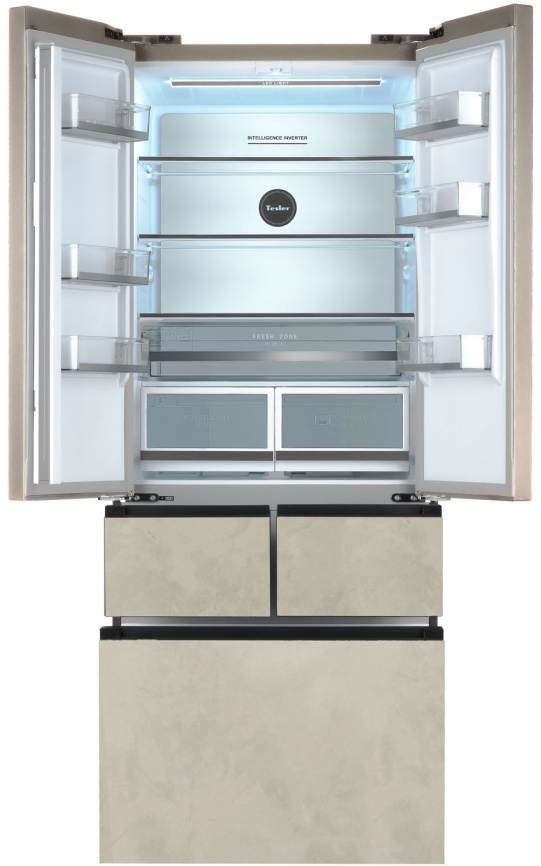 Многокамерный холодильник Tesler RFD-427BI MARBLE BEIGE No frost, бежевый фото 13