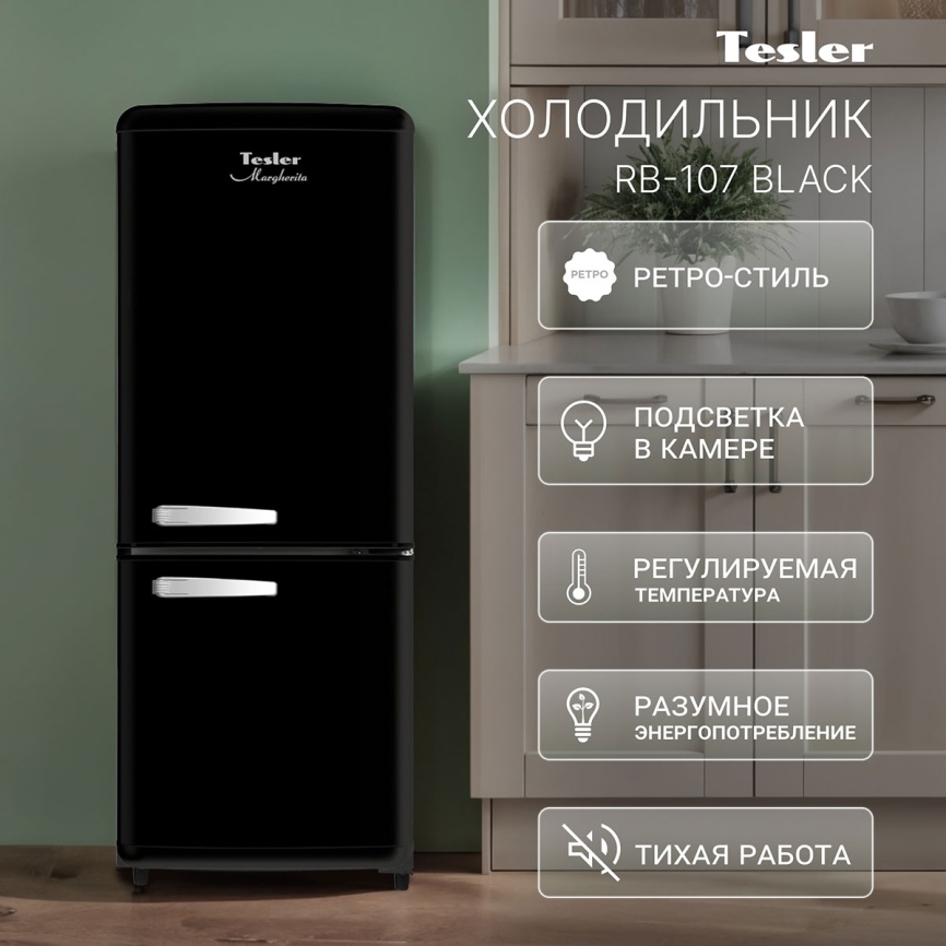 Двухкамерный холодильник Tesler RB-107, черный фото 2
