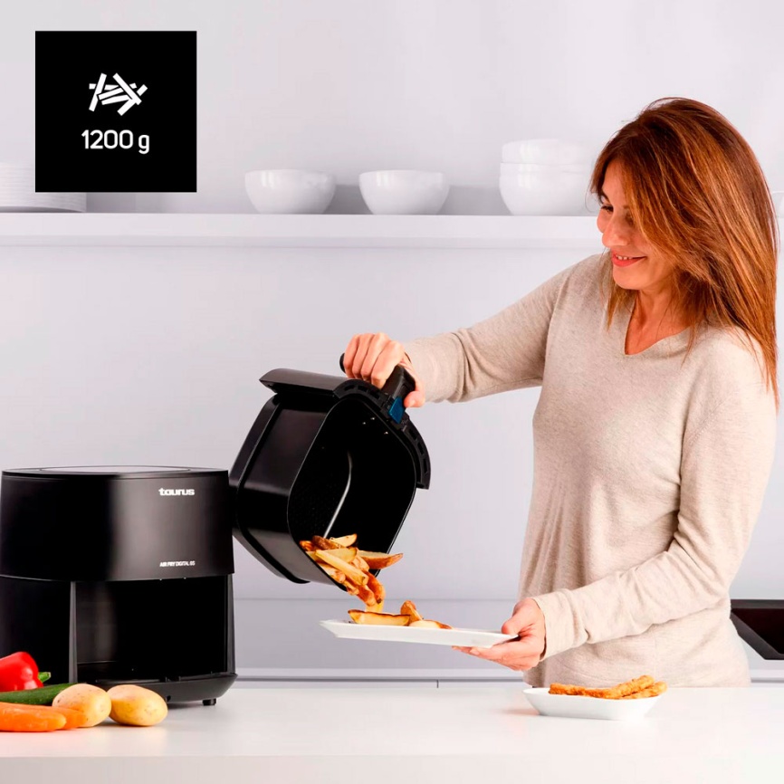 Аэрофритюрница Taurus Air fry digital 6S, сенсорное управление, черный фото 2