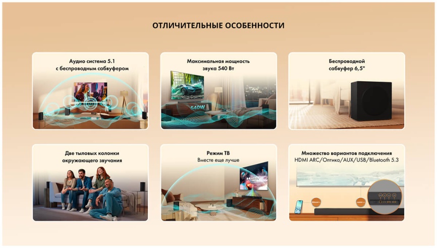 Саундбар Hisense Система домашнего кинотеатра Hisense HS5100 Dolby Audio, 540 Вт, черный фото 21