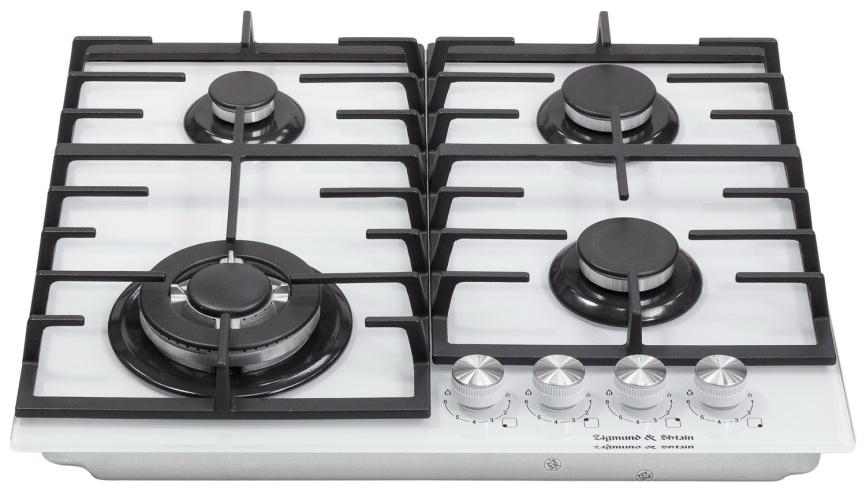 Газовая варочная панель Zigmund & Shtain M 28.6 W 28 см, 4 конфорки электроподжиг газконтроль, белый фото 2