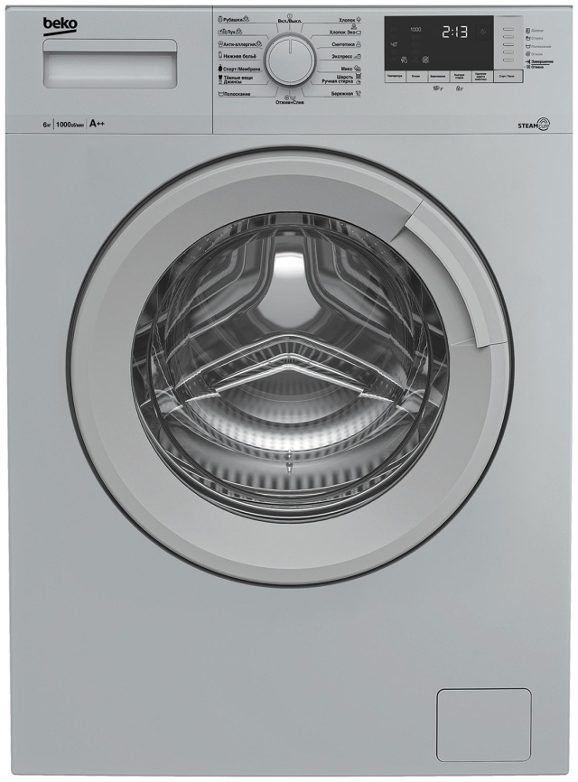 Стиральная машина Beko WSRE6512ZSS 6 кг, серебристый фото 1