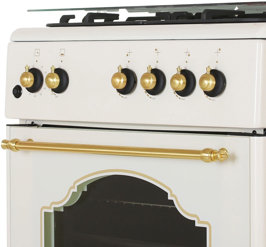 Газовая плита De luxe 606040.24г 006 60 см, 64 л, 4 конфорки, бежевый фото 5