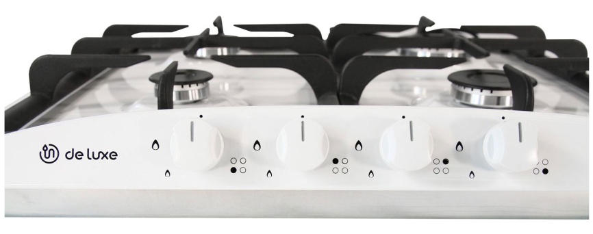 Газовая варочная панель De luxe 5840.00 гмв - 054ЧР 58 см, 4 конфорки электроподжиг газконтроль, белый фото 4
