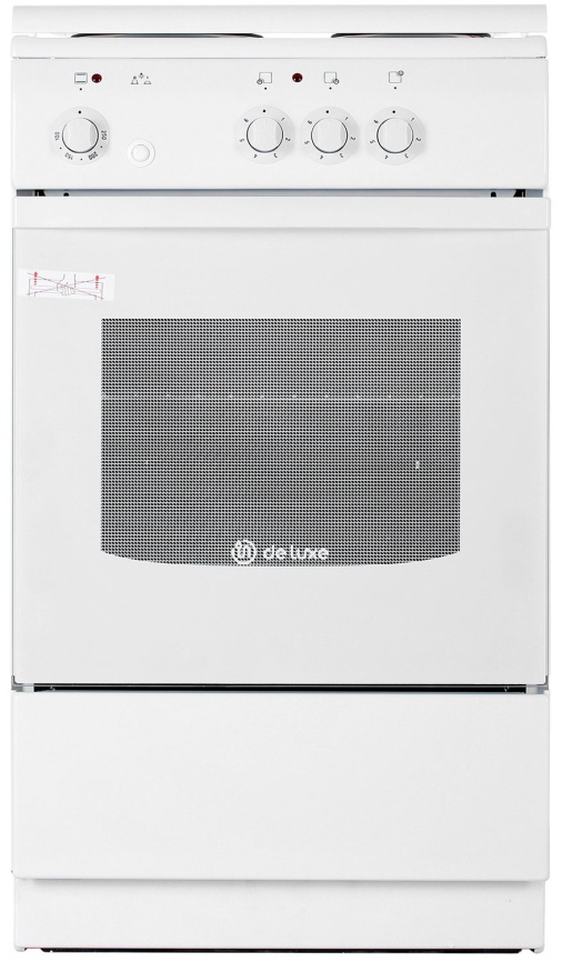 Электроплита De luxe 5003.17 50 см, 4 конфорки, белый фото 1