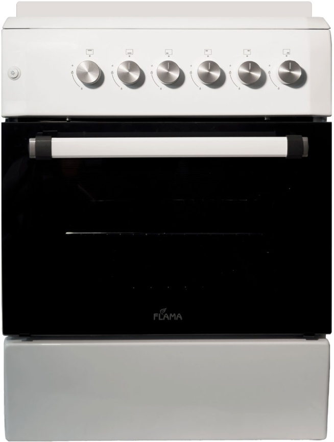 Газовая плита Flama AG 14219 W 60 см, 4 конфорки, белый фото 2