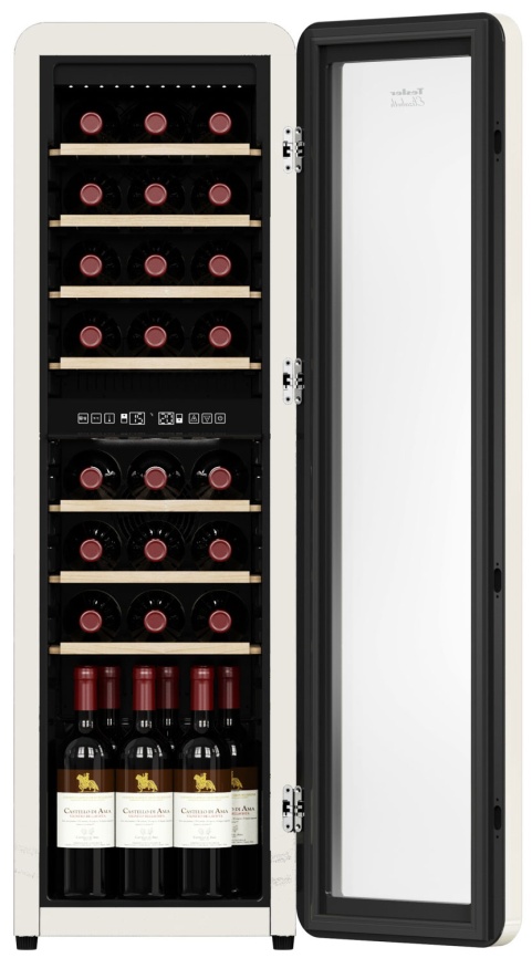 Винный шкаф Tesler CWC-308 IVORY 30 бутылок 86л с LED дисплеем, белый фото 9