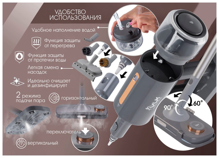 Паровая швабра  VLK Rimmini 8200 (90299), серый фото 10