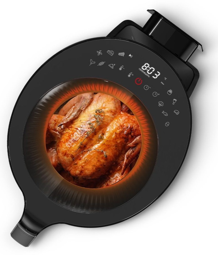 Аэрогриль BQ GR2008, мощность 1500 Вт, объем 5 л, смотровое окно, черный фото 4