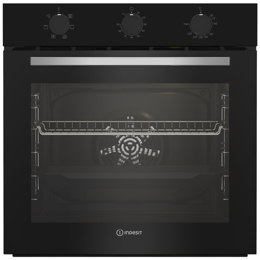 Электрический духовой шкаф Indesit IFE 3634 BL 59 см, 72 л, гриль и конвекция, черный фото 1