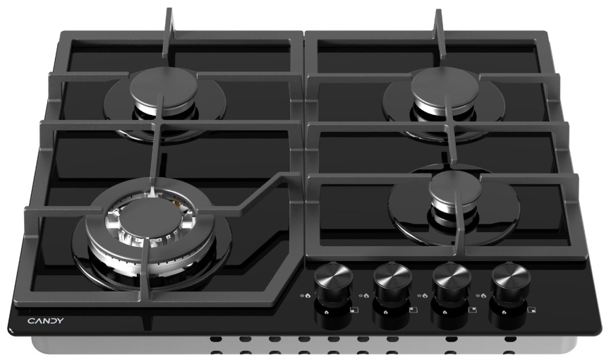 Газовая варочная панель Candy CHXG64CWB 58 см, 4 конфорки электроподжиг газконтроль, черный фото 2