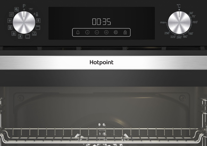 Электрический духовой шкаф Hotpoint HFE8 921 H BL 59 см, 72 л, гриль и конвекция, черный фото 2