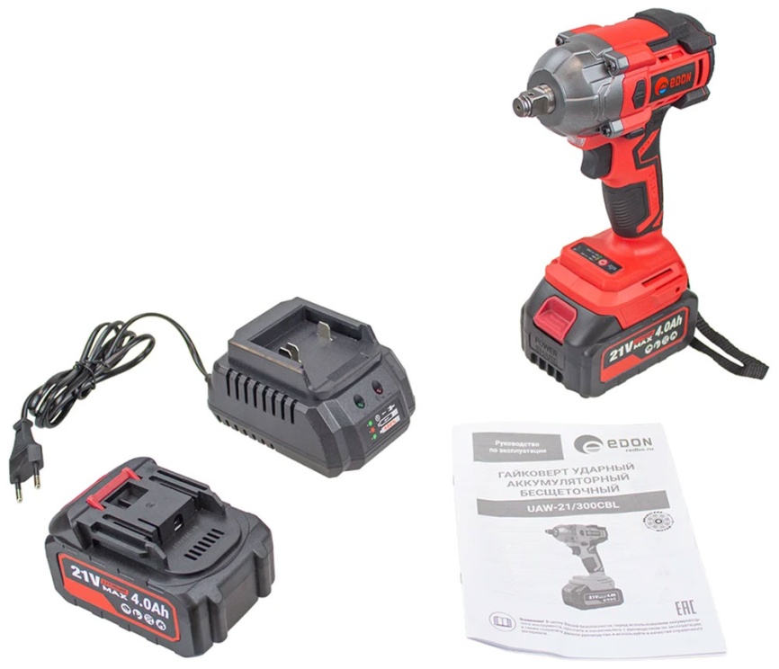 Гайковерт ударный аккумуляторный Edon UAW-21/300CBL фото 7