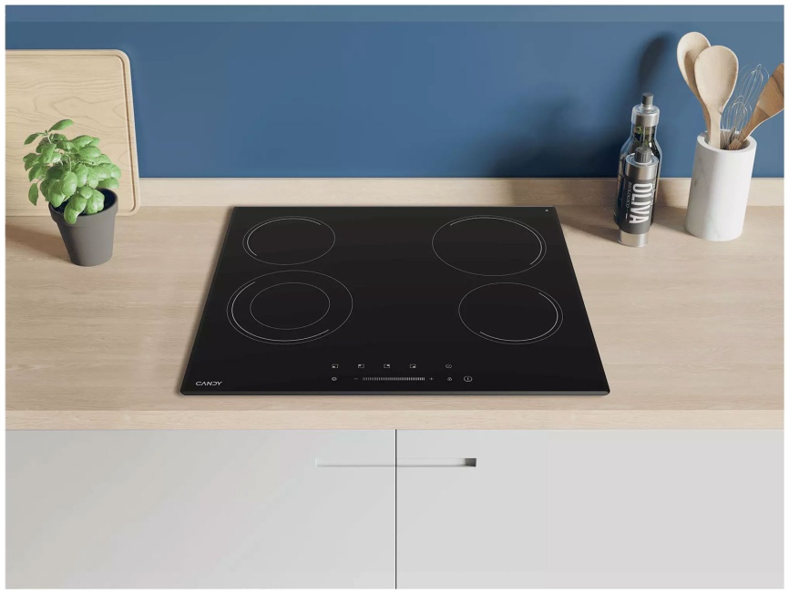 Электрическая варочная панель Candy CHXC64TDVB 58 см, 4 конфорки стеклокерамика, черный фото 9