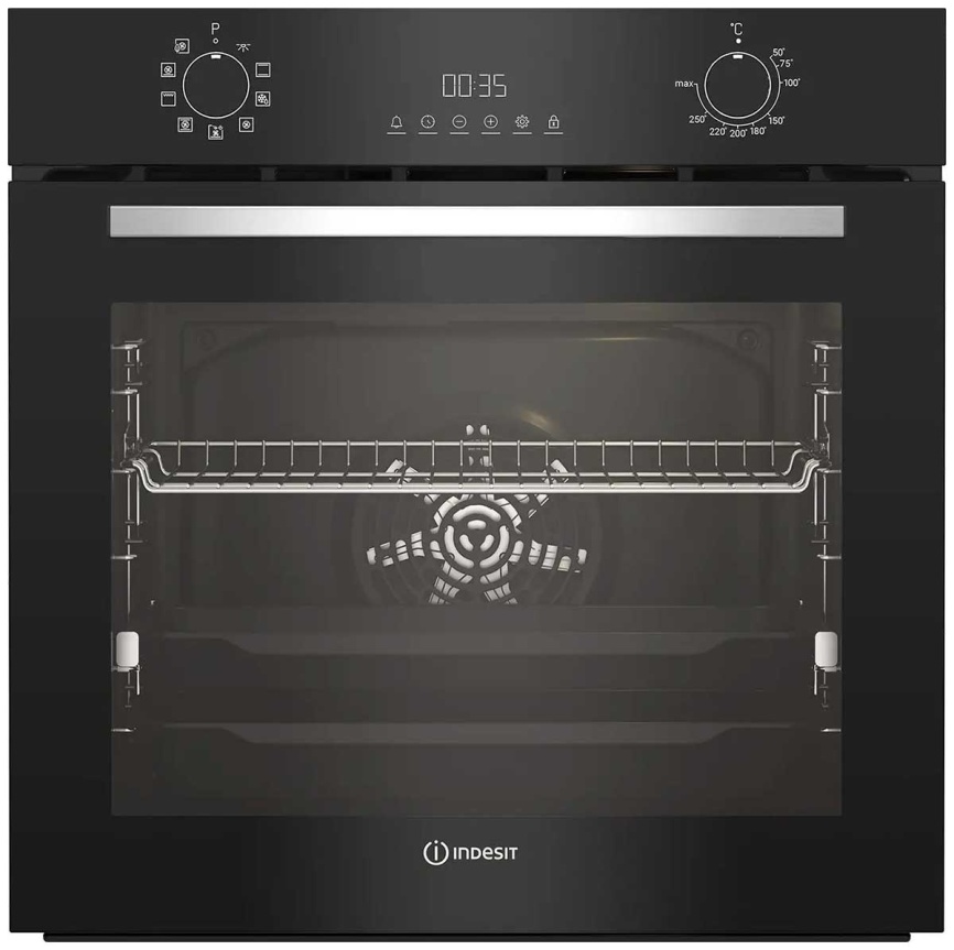Электрический духовой шкаф Indesit IFE 4841 J BL 59 см, 72 л, гриль и конвекция, черный фото 1