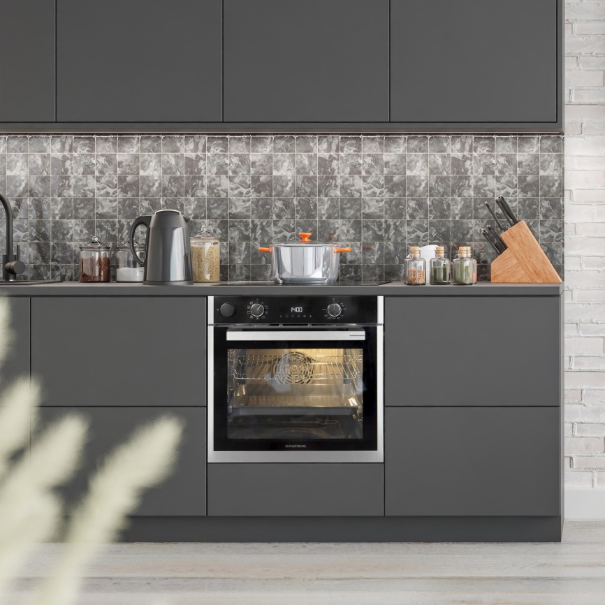 Электрический духовой шкаф Grundig GEBD19300B 59 см, 71 л гриль конвекция, серебристый фото 9